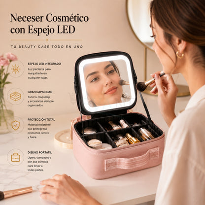 Neceser Cosmético con Espejo LED