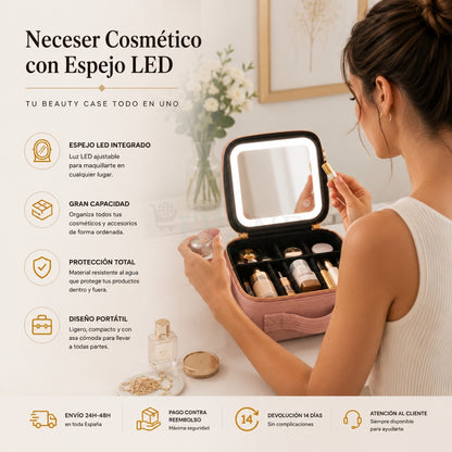 Neceser Cosmético con Espejo LED