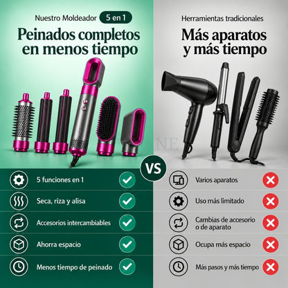 Moldeador de Pelo 5 en 1 con Secador