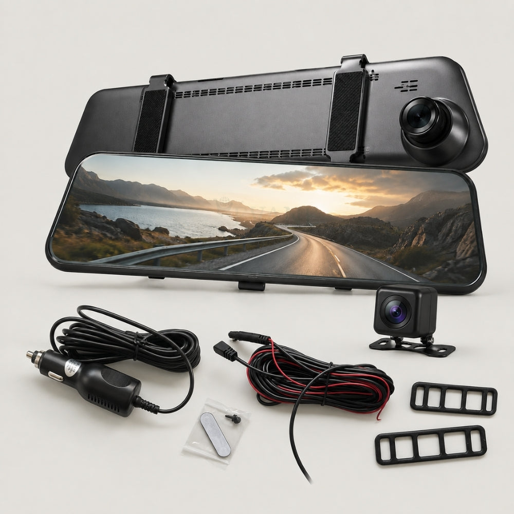 Dashcam Retrovisor 1080P con Cámara Trasera